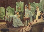 James Tissot In The Conservatory (Rivals) (nn01) oil painting artist